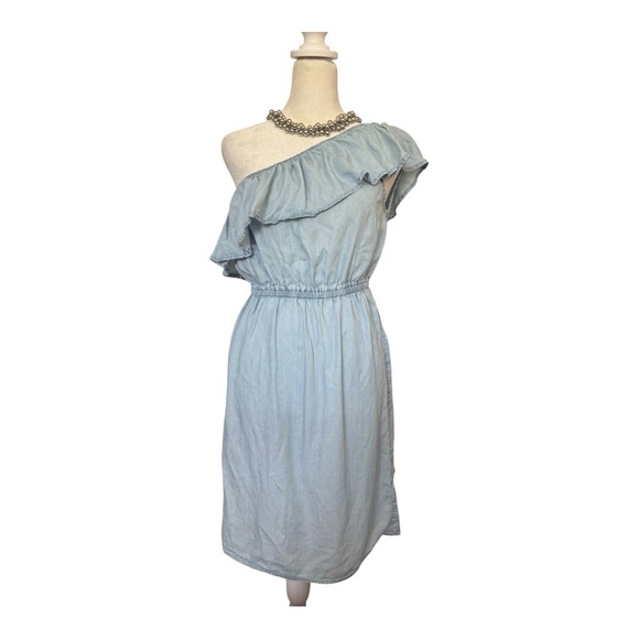 Old Navy Light Blue One Shoulder Ruffle Dress XS Back to School - Picture 1 of 3